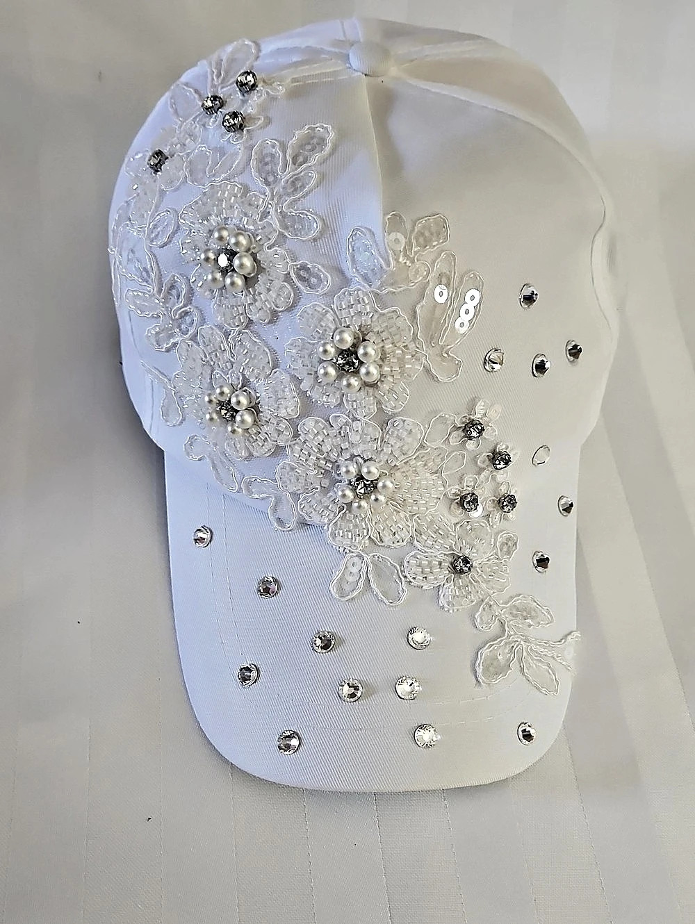 Embellished White Hat